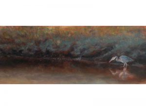 painting of heron by bellingham artist lynn zimmerman