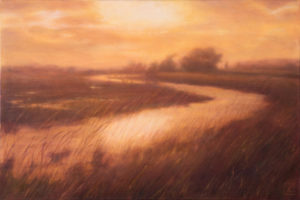 landscape painting by lynn zimmerman of sunset