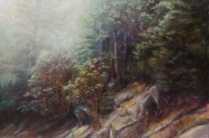 oil painting of undergrowth in the chuckanut mountains