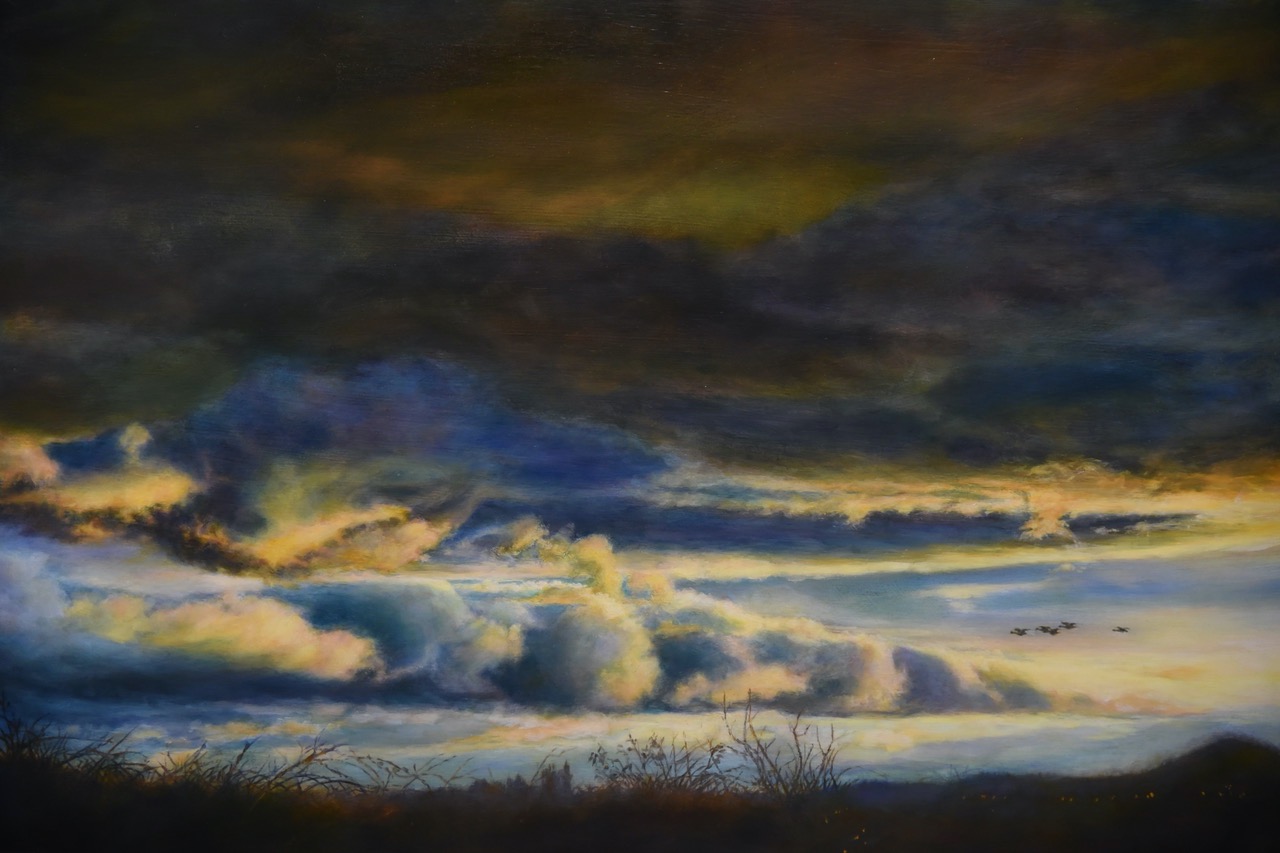 painting of a stormy sky in the skagit valley by artist lynn zimmerman